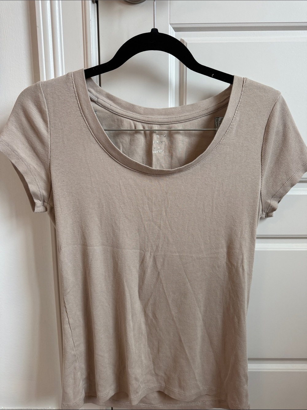 a new day Scoop Neck Short Sleeve Top - Light Taupe